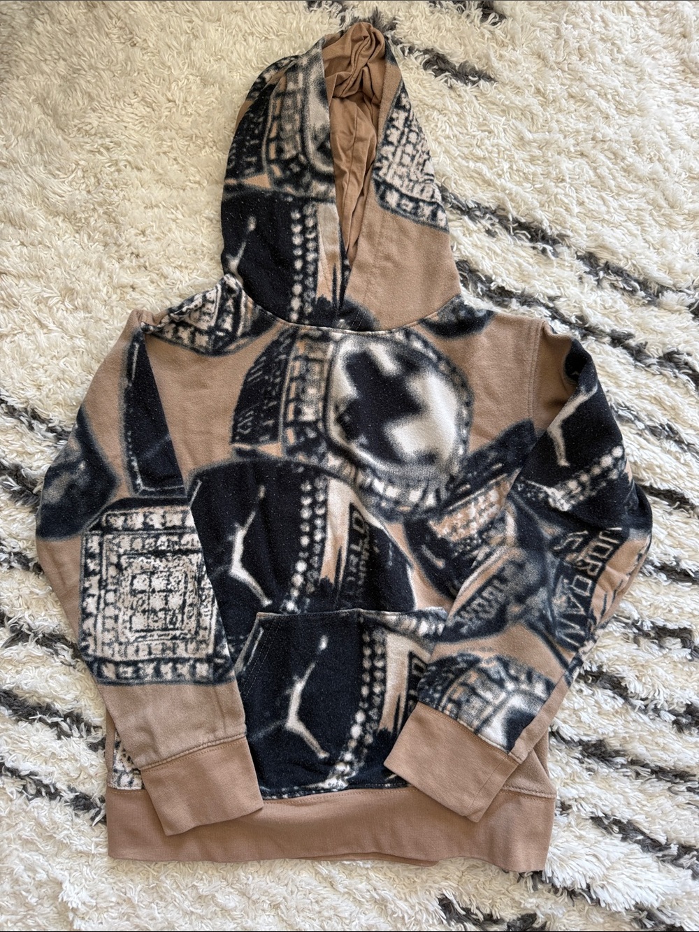 Jordan Brown & Black Patterned Hoodie Sweater